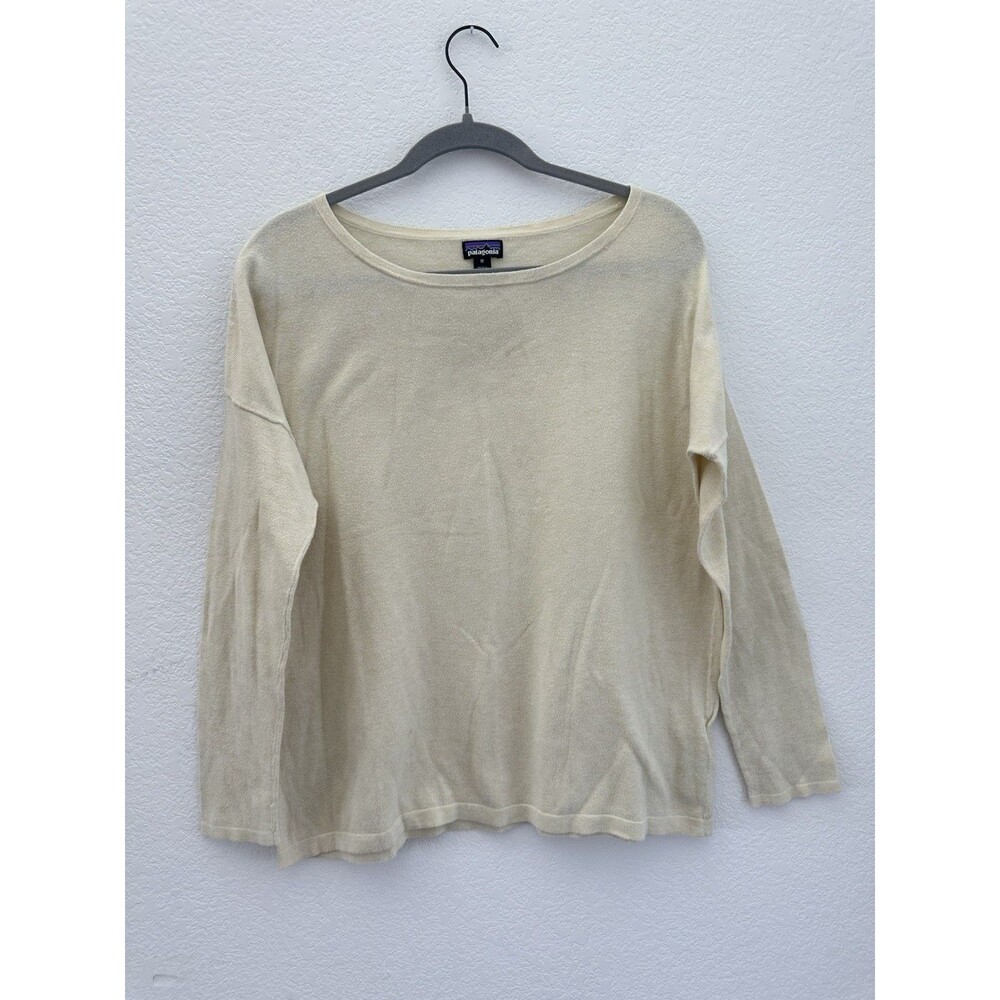 Patagonia Organic Cotton Lightweight Sweater Sz M Beige Off-White 50690 SP19